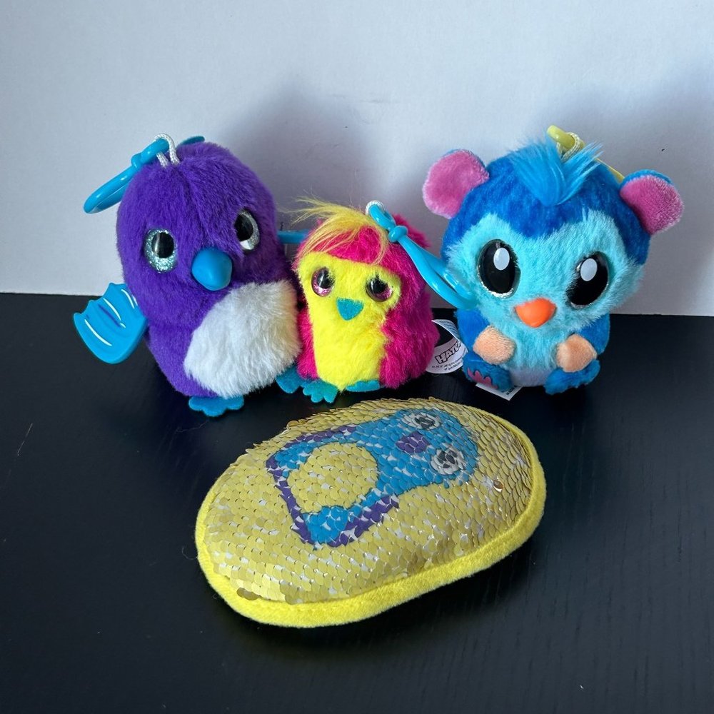 Lot 4 Hatchimals Plush Clip‎ On Backpack Accessories Stuffed Animal Toy Keychain